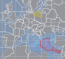 Landkaart met aangegeven stakingsgebied luchtverkeersleiding