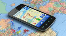 Mobiele telefoon op een wereldkaart
