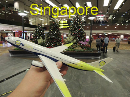 EUclaim vliegtuigje op de luchthaven van Singapore