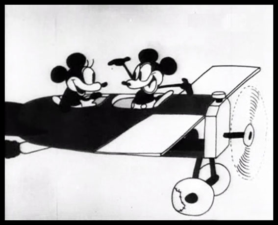 In de eerste Mickey Mouse film ooit, vliegt de kleine muis van New York naar Parijs in een zelfgebouwd vliegtuig.