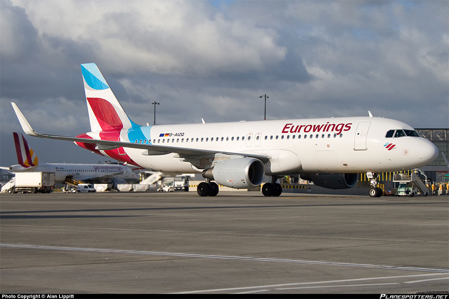 eurowings vliegtuig op vliegveld