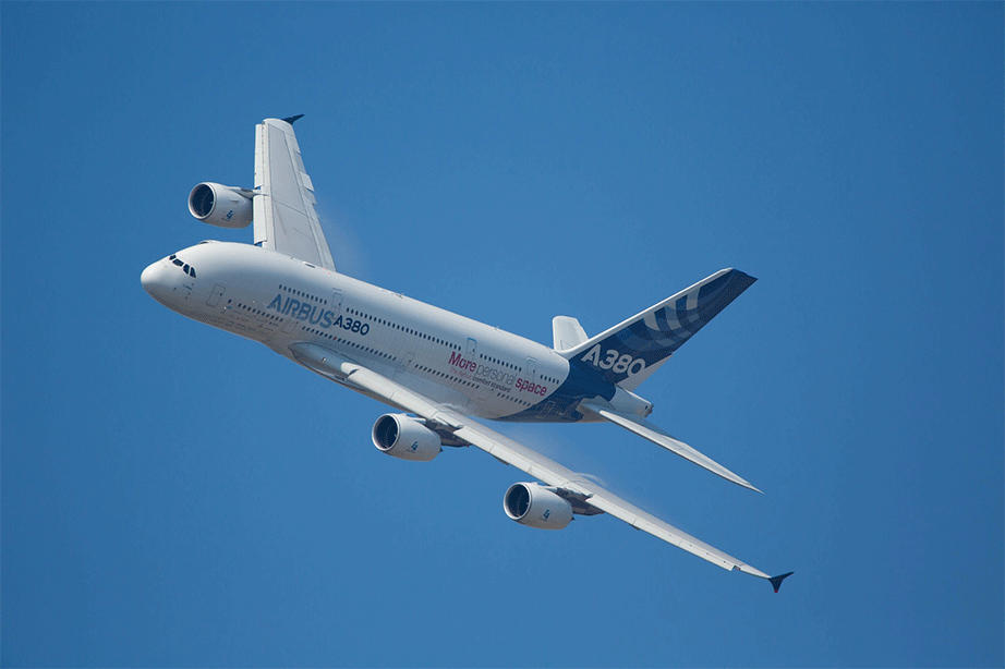 Airbus A380 in de lucht