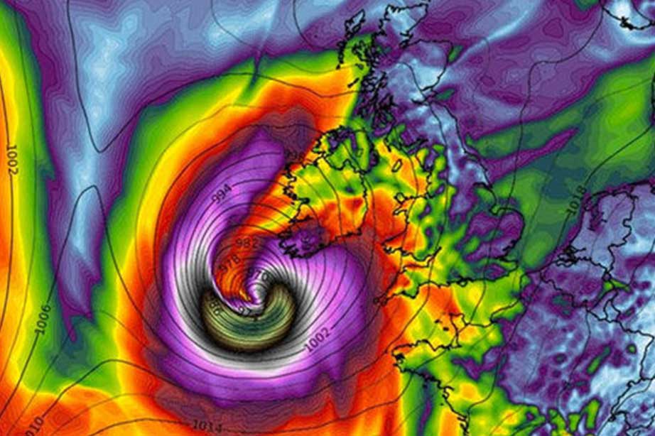 orkaan ophelia en landkaart ierland en verenigd koninkrijk