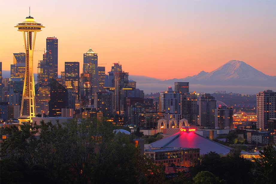 seattle skyline zonsondergang