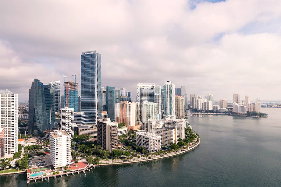 Uitzicht over de skyline van Miami