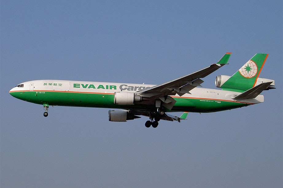 eva air vliegtuig in de lucht