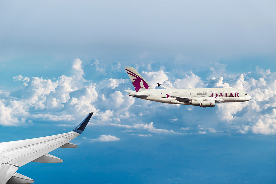 qatar airplane in the sky