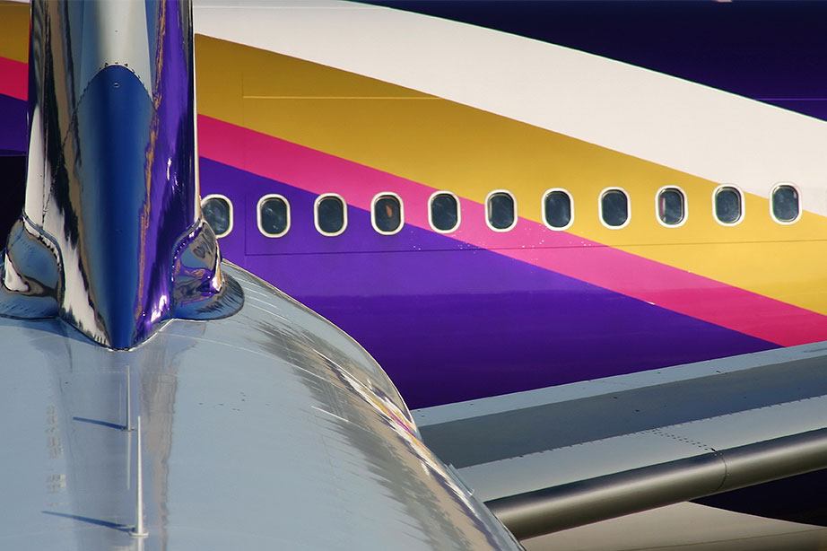 Ramen van een Thai airways vliegtuig