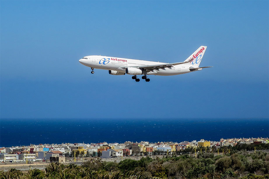 air europa vliegtuig tijdens landing