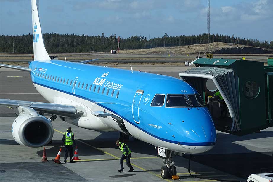 vliegtuig KLM op Goteborg Airport