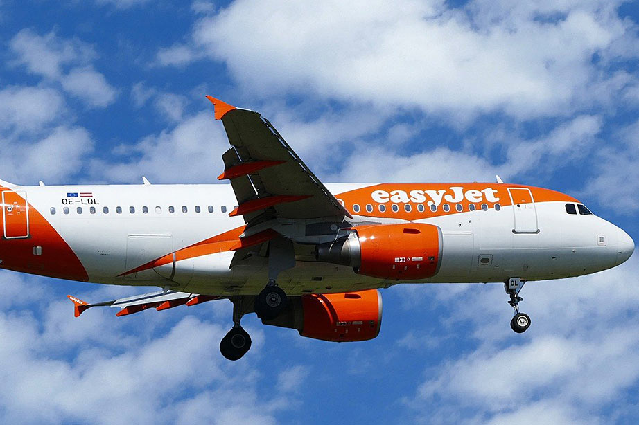 overvliegend easyjet toestel