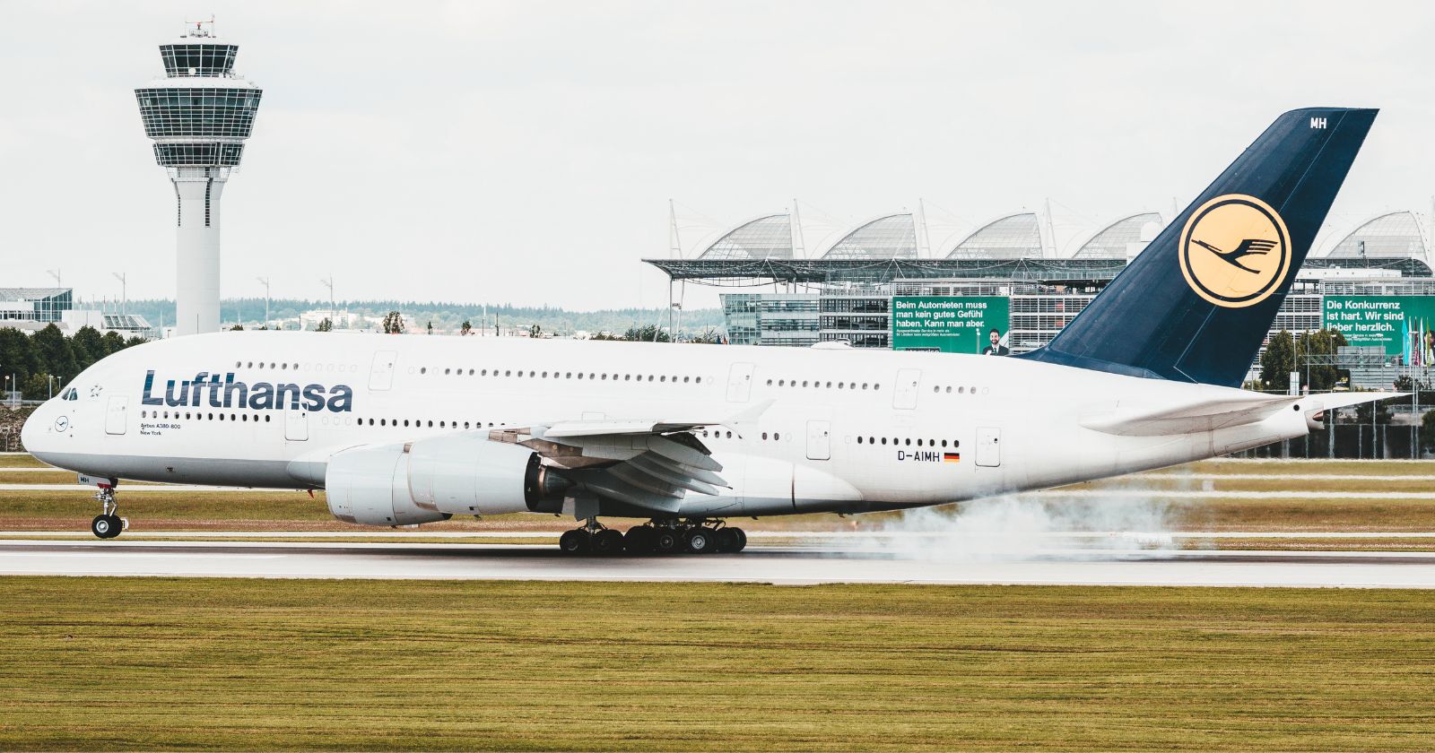 Lufthansa plane taking off from airport