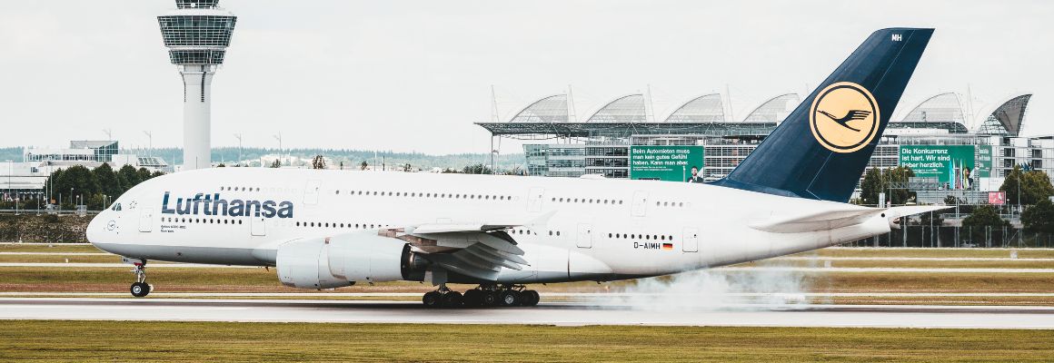 lufthansa airplane on runway airport