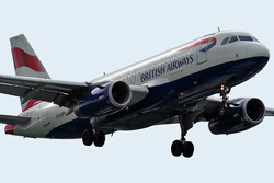 een vliegtuig van British Airways in de lucht