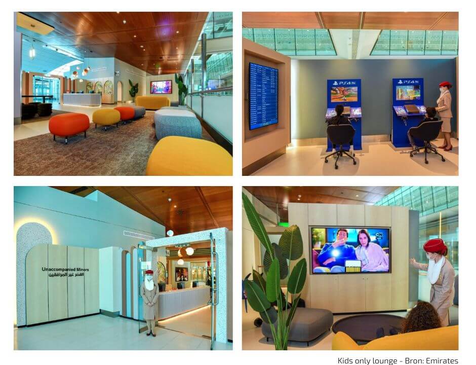 Een kids only lounge bij emirates