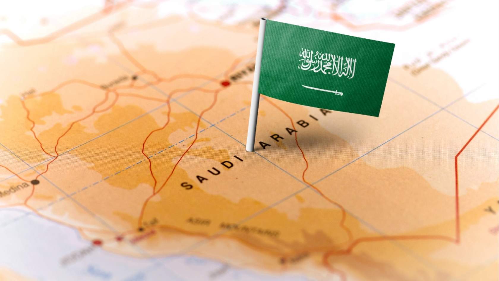 kaart van saudi arabie met groene vlag