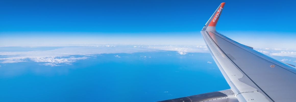 Easyjet vleugel in de lucht