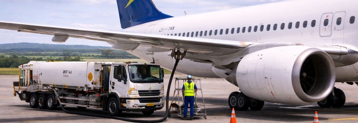 Vliegtuig is aan het tanken