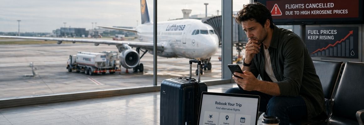 Vlucht van Lufthansa is geannuleerd door de hoge olieprijzen