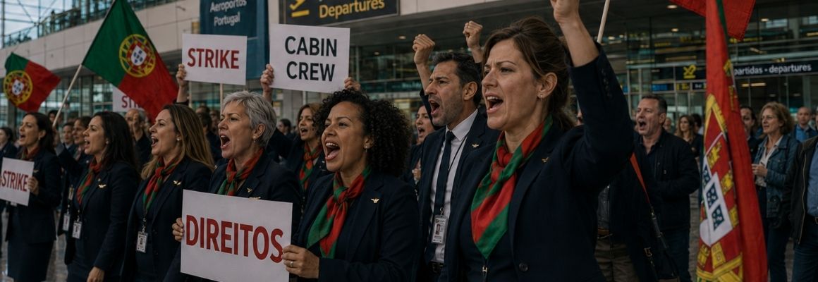 Het Portugees cabine personeel is aan het staken tegen de arbeidshervormingen