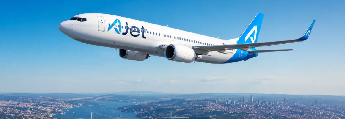 AJet vlietuig die boven Turkije vliegt.
